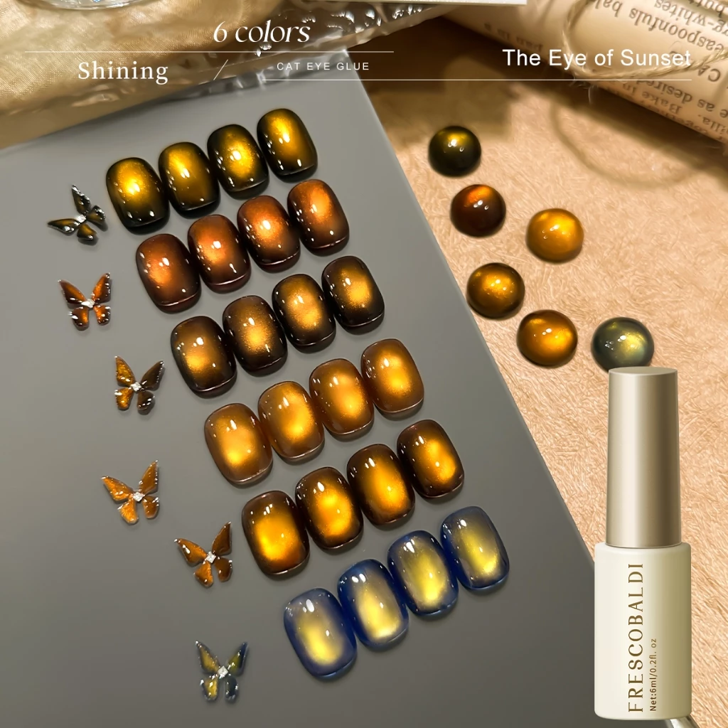FRESCOBALDI 6ml Super Bright Caramel Brown Cat Eye Gel ยาทาเล็บเหมาะสําหรับร้านทําเล็บ