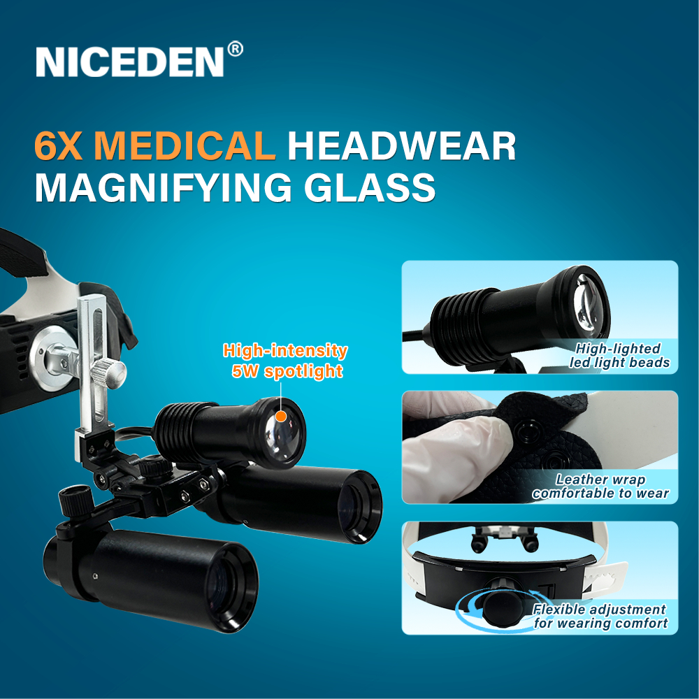NICEDEN Dental 6X Dental Surgical Headband Loupes อุปกรณ์ทางการแพทย์ bopes