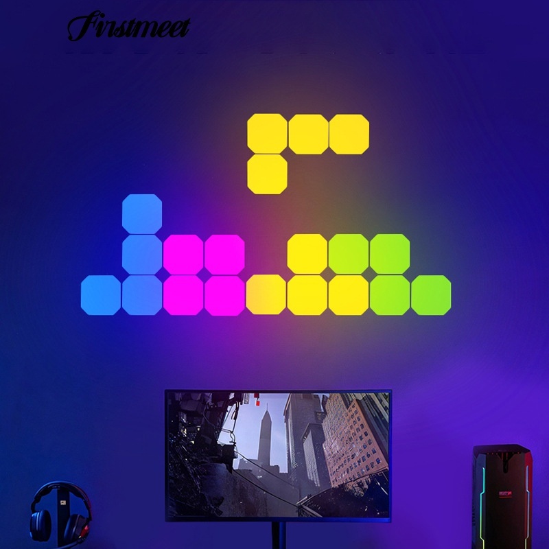 แสงบรรยากาศสําหรับเล่นเกม Pickup Rhythm pay เพลง Quantum Light ห้องนั่งเล่น Square Splicing Wall Lig