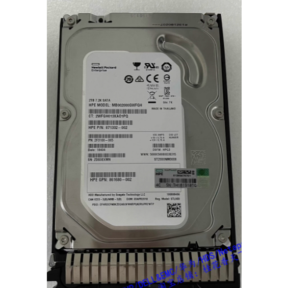 สําหรับ HP 872771-001 2T SATA 7.2K 6G 3.5 นิ้ว 872489-B21 ฮาร์ดไดรฟ์เซิร์ฟเวอร์