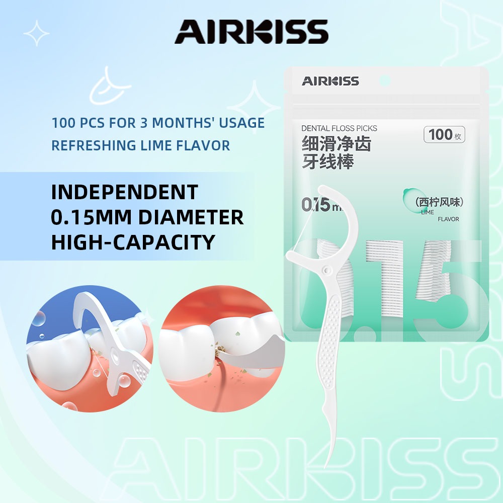 AIRKISS ไหมขัดฟัน Superfine ไหมขัดฟัน 0.15 มม. *100 ชิ้น