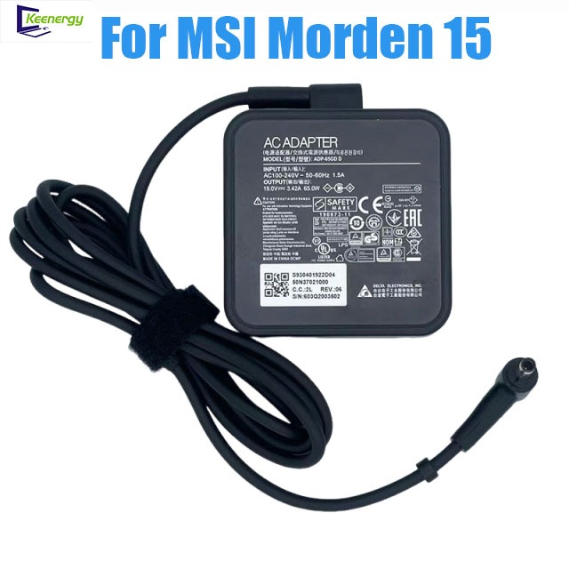 19V 3.42A 65W สําหรับ MSI Modern 15 AM5 B12M-408AU MS-15H1 แล็ปท็อปชาร์จ