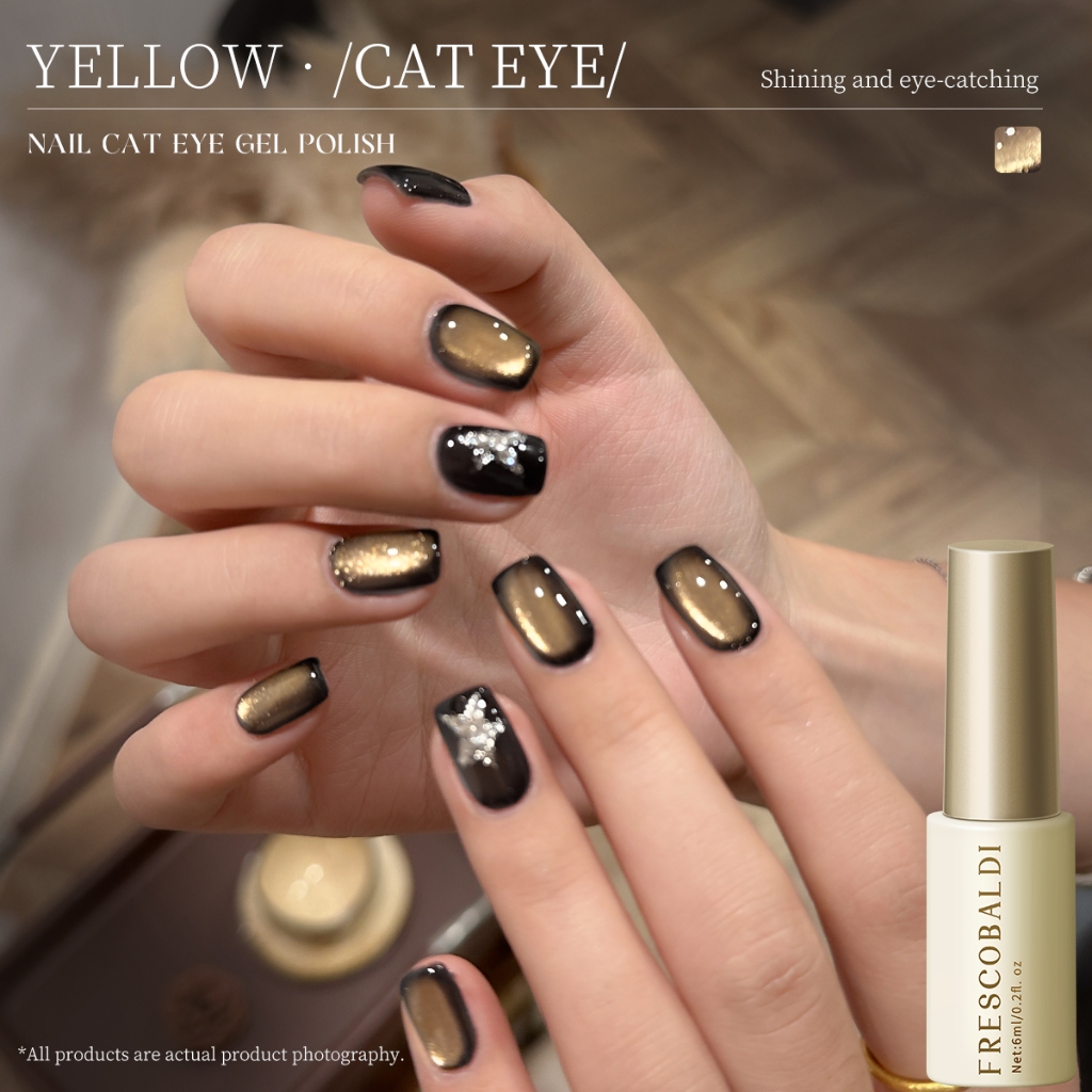 FRESCOBALDI 6ml สไตล์ใหม่ Golden Cat Eye Gel ยาทาเล็บแฟชั่นติดทนนานเหมาะสําหรับการใช้ทุกวัน