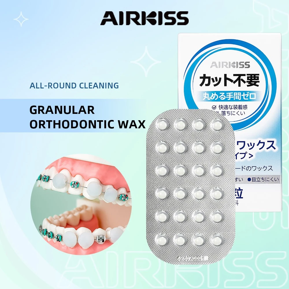AIRKISS อาหารเก รดนุ่มจัดฟั นวงเล็บขี้ผึ้ง แบบพกพาเดินทางชนิดบรรจุกล่อง72ชิ้น ขี้ผึ้งสำหรับคนจัดฟัน