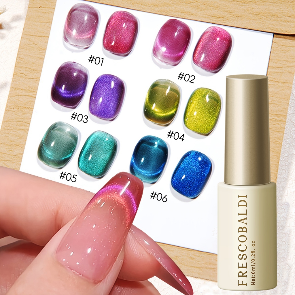 FRESCOBALDI 6ml สไตล์ใหม่ Dopamine Cat Eye Gel ยาทาเล็บติดทนนาน Shining เหมาะสําหรับร้านทําเล็บ