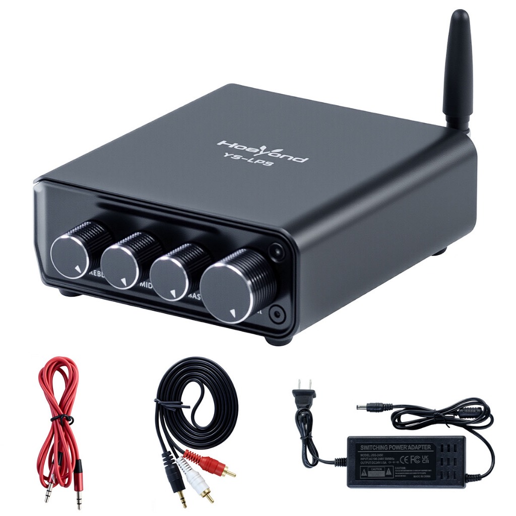 เครื่องขยายเสียงบลูทูธ 2 ช่อง 50W + 50W, สเตอริโอเสียง Amp พร้อม Bass & Treble Control สําหรับลําโพงโฮมเธียเตอร์