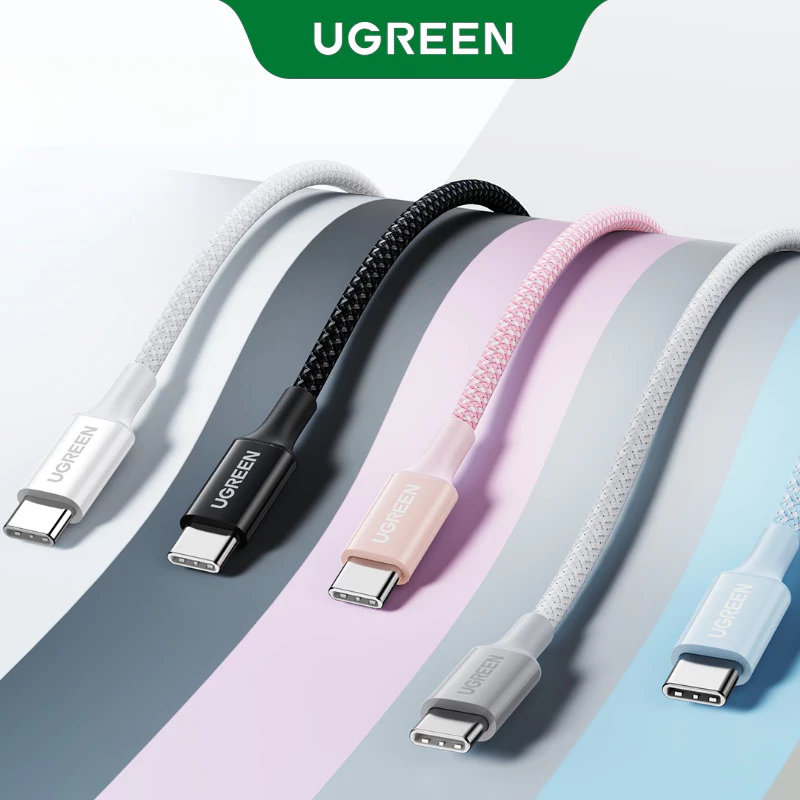 UGREEN สาย USB C to USB C, 60W USB C Fast Charge Cable Nylon Braided Type C เข้ากันได้กับ iPhone 17/16,MacBook Air/Pro, iPad Pro/Mini/Air