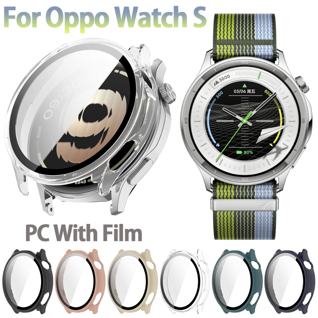 ฟิล์มกระจกนิรภัยกรณี PC สําหรับ OPPO Watch S Protector กรอบกันชน Hard เคสกันกระแทก