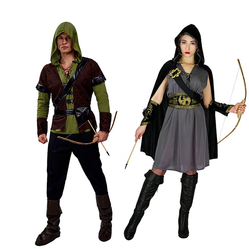 Robinson Crusoe Drift Brave Hunter Robin Hood เครื่องแต่งกายสําหรับ Man Huntsman Hood เครื่องแต่งกาย