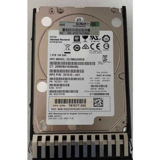 สําหรับ HP 787649-001 1.8T 10K SAS 12G 2.5 J9F49A MSA ฮาร์ดไดรฟ์จัดเก็บข้อมูล