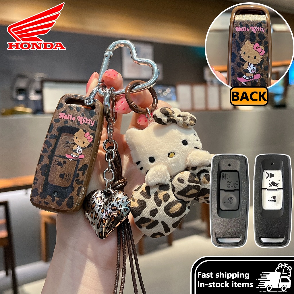 Hello kitty Honda pcx160/giorno/forza 350/click 160 พวงกุญแจมอเตอร์ไซค์ เคสกุญแจรถฮอนด้า ปลอกกุญแจมอเตอร์ เคสกุญแจ Diy Kitty ซองกุญแจมอเตอร์ไซค์