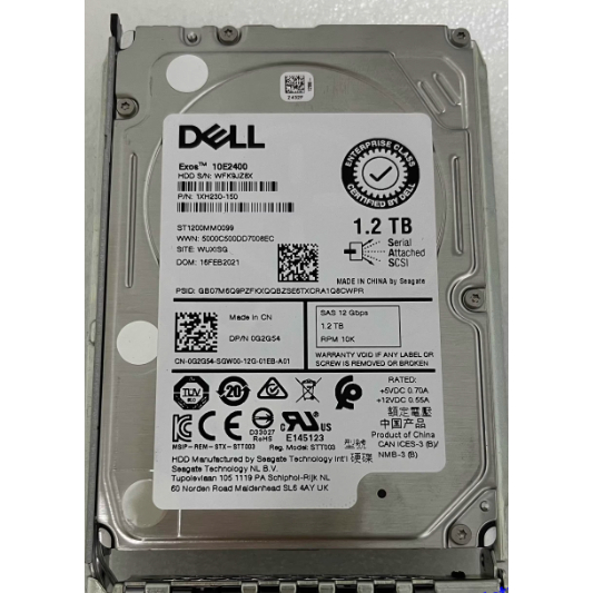 สําหรับ Dell 0G2G54 1.2T 10K SAS 12G 2.5 G2G54 ST1200MM0099 ฮาร์ดไดรฟ์