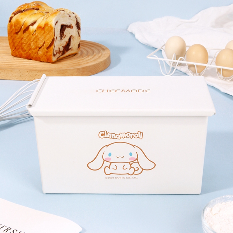 CHEFMADE Cinnamoroll 450G กระทะก้อนไม่ติดพร้อมฝาปิด | ดีบุกอบขนมปังหุ้มเค้กก้อนที่สมบูรณ์แบบและปอนด์ CL5037