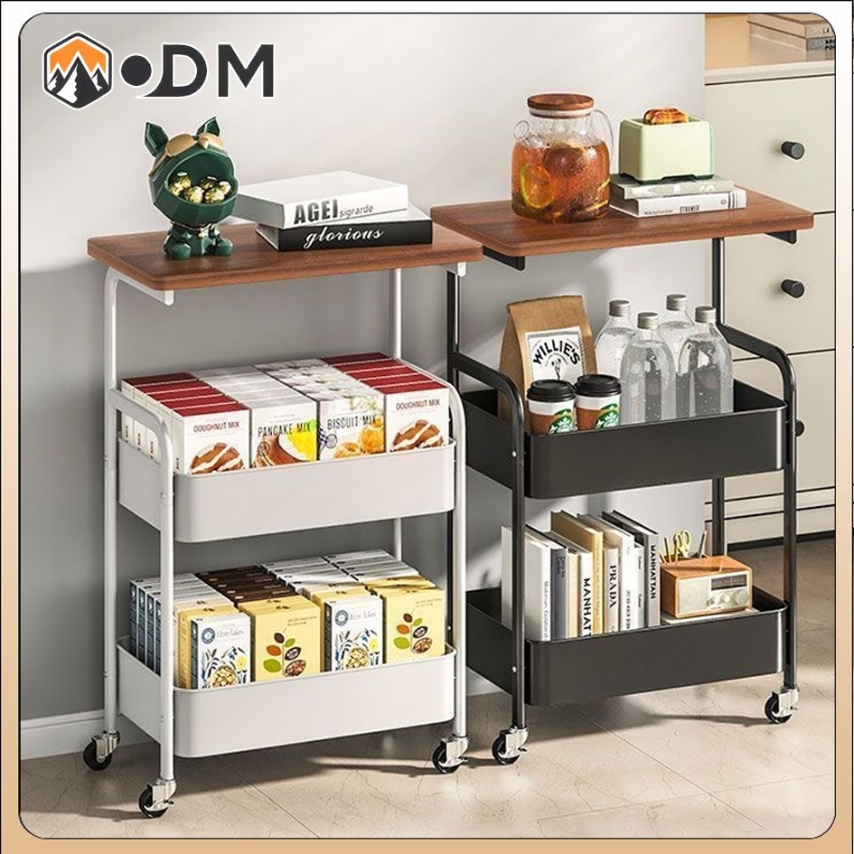 OUTDOORMORE ชั้นวางรถเข็นแบบเคลื่อนย้ายได้พร้อมกระดานโต๊ะของเล่นที่เก็บขนมขบเคี้ยวรถเข็นชั้นวางชั้นเก็บของในครัว
