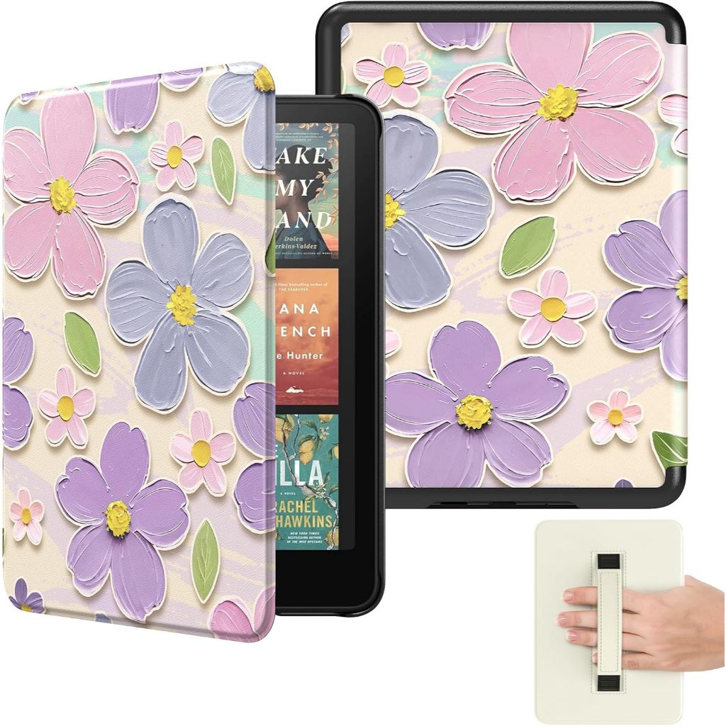 MoKo สําหรับ 7" Kindle Paperwhite(12th Gen 2024) และ Colorsoft Signature Edition 2024, ฝาครอบเปลือกน้ําหนักเบาแบบนุ่มพร้อมสายคล้องมือ Auto Wake/Sleep ไม่พอดี Kobo Aura 2/Remarkable
