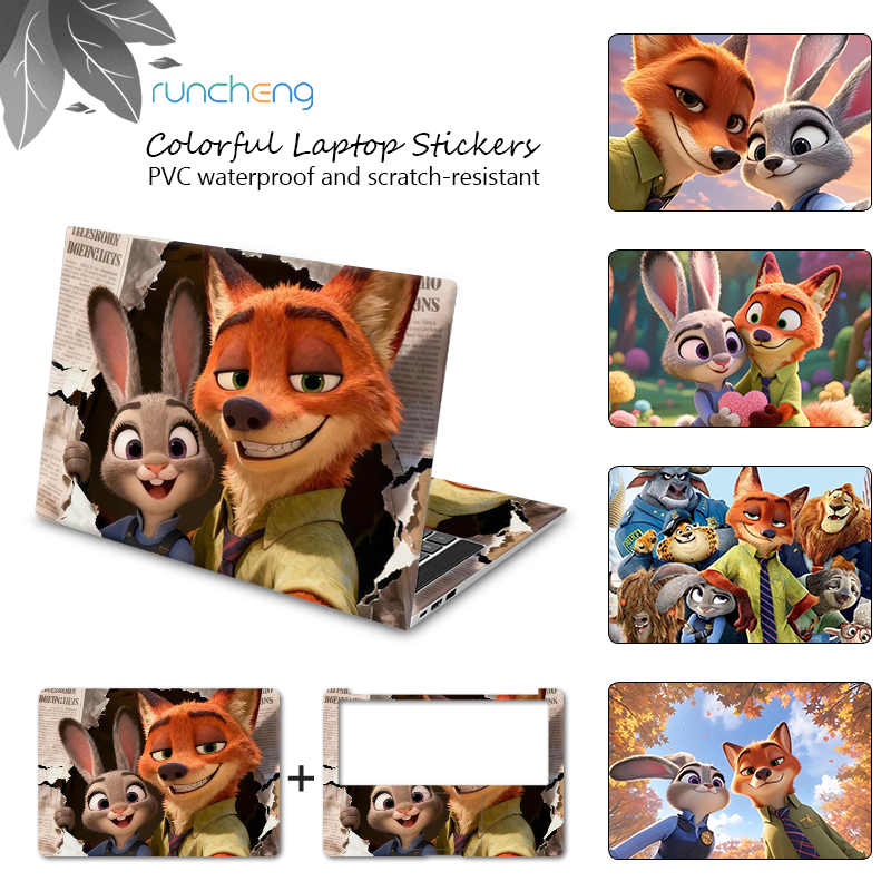 zotopiaCrazy Animal City Universal Double Sided Laptop Sticker, PVC Material, สําหรับ 12/13/14/15/17 นิ้ว