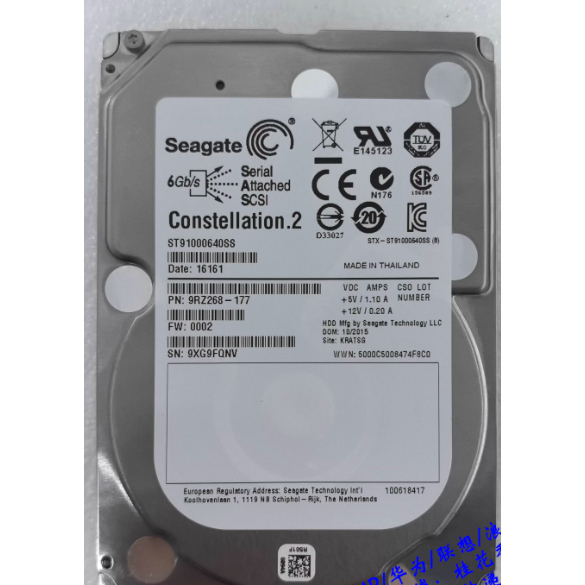 สําหรับ Seagate ST91000640SS 1T SAS 7.2K 6G ฮาร์ดไดรฟ์เซิร์ฟเวอร์ 2.5 นิ้ว