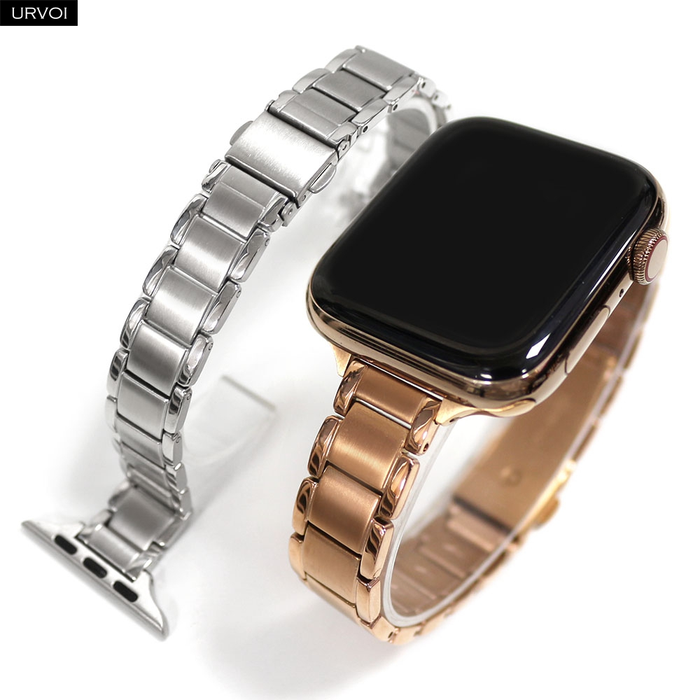URVOI Band สําหรับ Apple Watch Series11 10 9 8 7 SE3 สายสแตนเลสละเอียดสําหรับ iWatch 14 มม.Slim 3 แถ