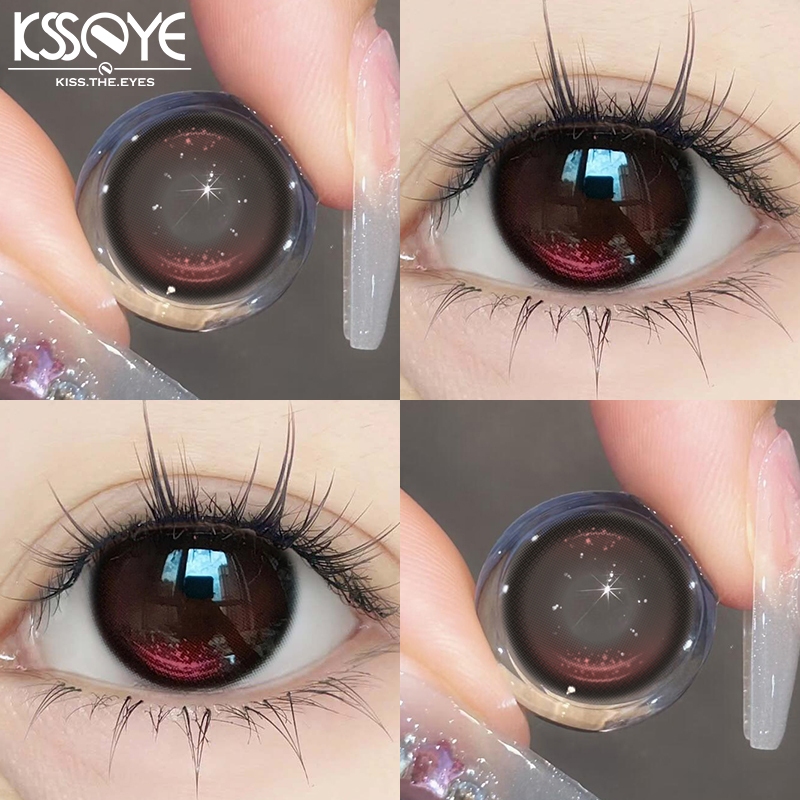 KSSEYE คอนแทคเลนส์ 1 คู่สีดําสีแดงเลนส์เกาหลีรายปีนุ่มและสบายเลนส์คริสต์มาสและปีใหม่แต่งหน้าตา
