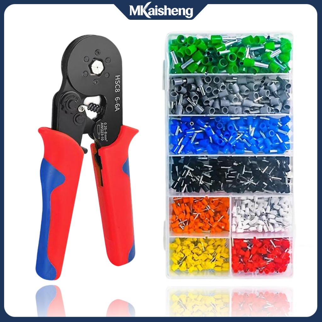 CRIMPING Plier ชุด 23-7AWG 0.25-10 มม.Quadrilling Ferrule CRIMPING ชุดเครื่องมือ Crimper,Ferraule terminal Kit