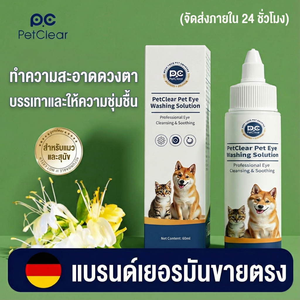 ยาหยอดตาหมา ยาหยอดตาแมว PetClear แก้ตาเจ็บ เช็ดขี้ตาเกรอะกรังสะอาด อ่อนโยน ใช้ได้ทุกสายพันธุ์ (60ml) - รูปที่ 5