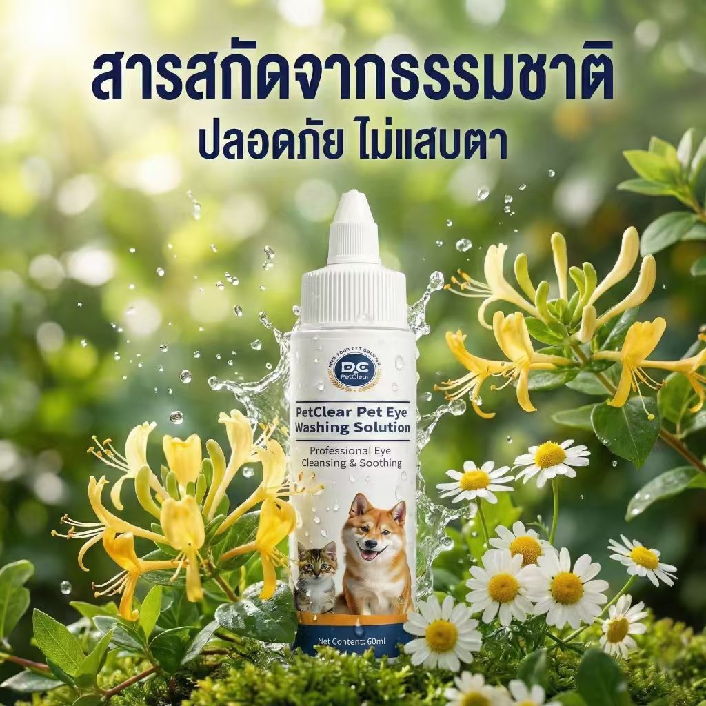 ยาหยอดตาหมา ยาหยอดตาแมว PetClear แก้ตาเจ็บ เช็ดขี้ตาเกรอะกรังสะอาด อ่อนโยน ใช้ได้ทุกสายพันธุ์ (60ml) - รูปที่ 2