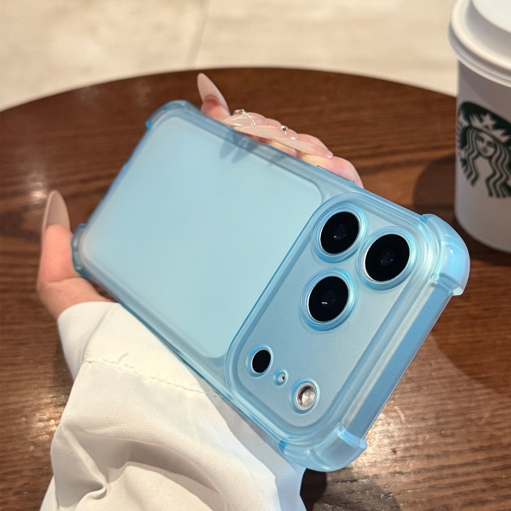สีสันสี่มุมถุงลมนิรภัยสําหรับ ไอโฟน 17 17 มือโปร 16 15 บวก 14 13 เคสโทรศัพท์คริสตัลน้ําแข็งเคลือบเนื้อพรีเมี่ยมรวมทุกอย่างซิลิโคนอ่อนนุ่มกันกระแทกโ