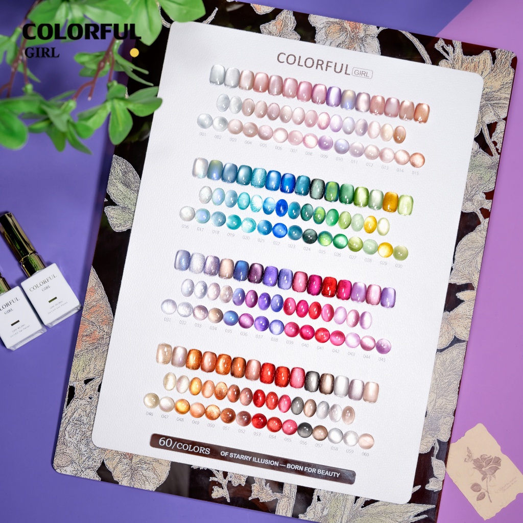 [พร้อมส่ง] สาวสีสันสดใส 60 สี✨ อันนี้ชุดเต็มของ60สีเจลแมวตาซาติน+อินทรีย์ชุดเจลตาแมวสีใสติดทนนานเคลือบเงาสง่างามเหมาะมากสําหรับร้านทําเล็บมืออาชีพและใช้ส่วนตัว.ในแผนภูมิตาแมว60สี (ฟรีใช้ได้ทุกเวลา)