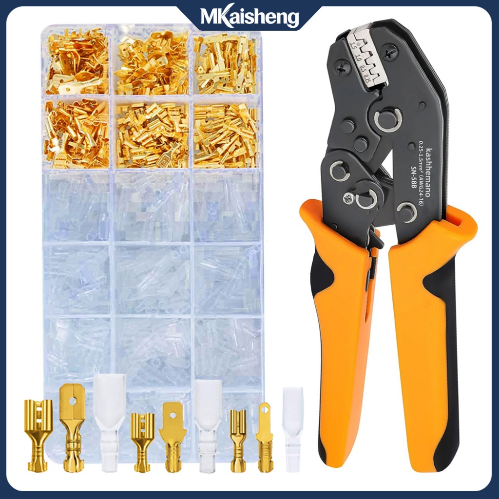 คีมจีบไฟฟ้า 23-16AWG ยานยนต์ Crimper Ratchet Wire CRIMPING Tool,เปิด Barrel Terminals
