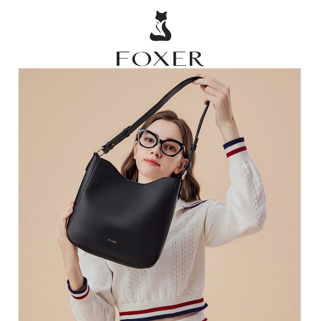 FOXER حقيبة دلو نسائية كبيرة بسيطة — صورة 3
