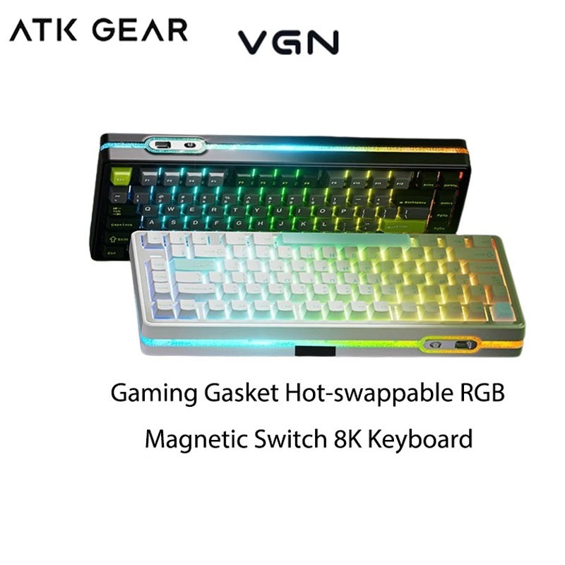 ATK GEAR VGN Neon 75 ปะเก็นสําหรับเล่นเกม สวิตช์แม่เหล็ก RGB แบบถอดเปลี่ยนได้ คีย์บอร์ด 8K