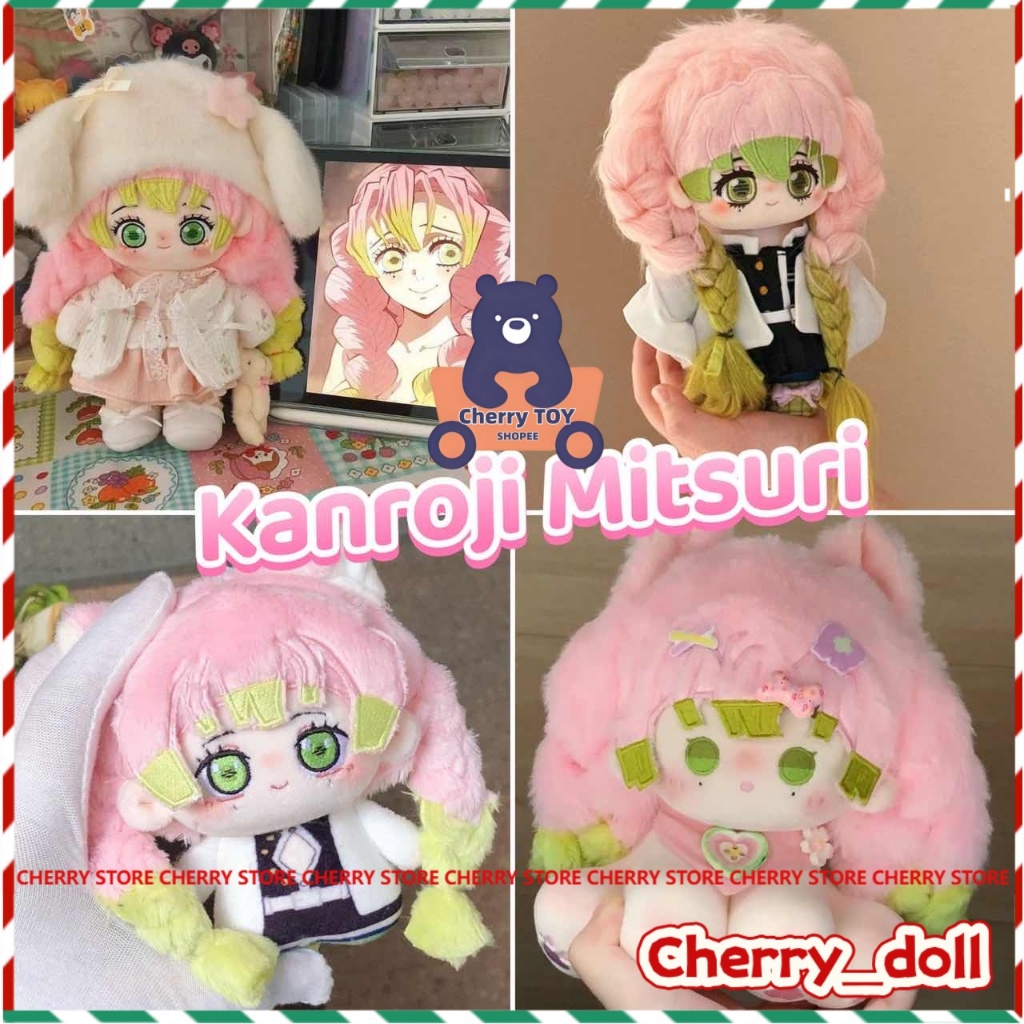 Anime Demon Slayer Kanroji Mitsuri ตุ๊กตาน่ารักคอสเพลย์ตุ๊กตาของเล่นแต่งตัว Plushies สําหรับเด็ก 20 ซม.