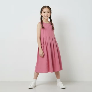 B&R Kids【ชุดเดรสเด็กผู้หญิง】ส่งจากไทย ชุดเดรสสีเรียบแฟชั่น ไร้แขน สไตล์เกาหลี น่ารัก ผ้าฝ้ายนุ่ม ใส่สบาย