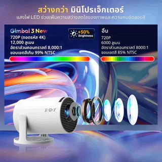 （จัดส่งในท้องถิ่น）XGODY Gimbal 3 NEW โปรเจคเตอร์ 4K Native 1080P Android 11.0 บลูทูธ 5 โปรเจคเตอร์ 12000 Lumens 4K