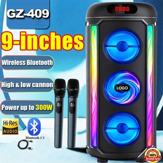 【The Best Gift】9 inch Wireless Bluetooth Speaker Super Bass Karaoke With Mic Big Size bass party With USB/TF/AUX/FM RGB