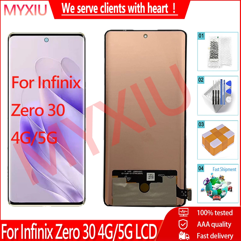 AMOLED สําหรับ Infinix Zero 30 4G 5G X6731B X6731 จอแสดงผล LCD Touch Screen Digitizer Assembly Repla