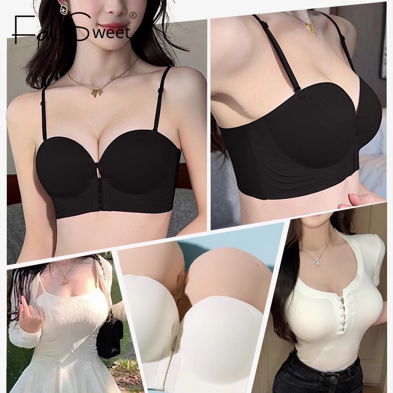 FallSweet 1/2 ชิ้น 3 ซม.หนาปิดด้านหน้า Bras สําหรับผู้หญิง Strapless Push Up ชุดชั้นในที่มองไม่เห็นไร้สาย Anti-slip Intimate ชุดชั้นใน - รูปที่ 3