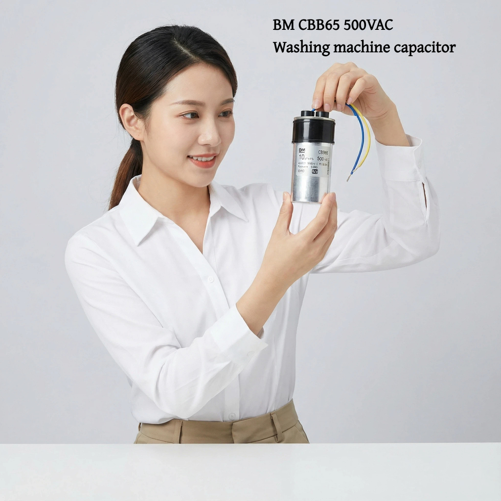 CBB65 ตัวเก็บประจุเครื่อง Bm ซักผ้าอัตโนมัติ 10UF 500VAC เปลือกป้องกันการระเบิด pxa6