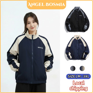 【Ready Stock】Korean Loose Long-Sleeved Windbreaker, Solid Color Workwear Baseball Jacket, Windproof Casual Sports Jacket, Couple Clothing, Unisex Style, S-3XL