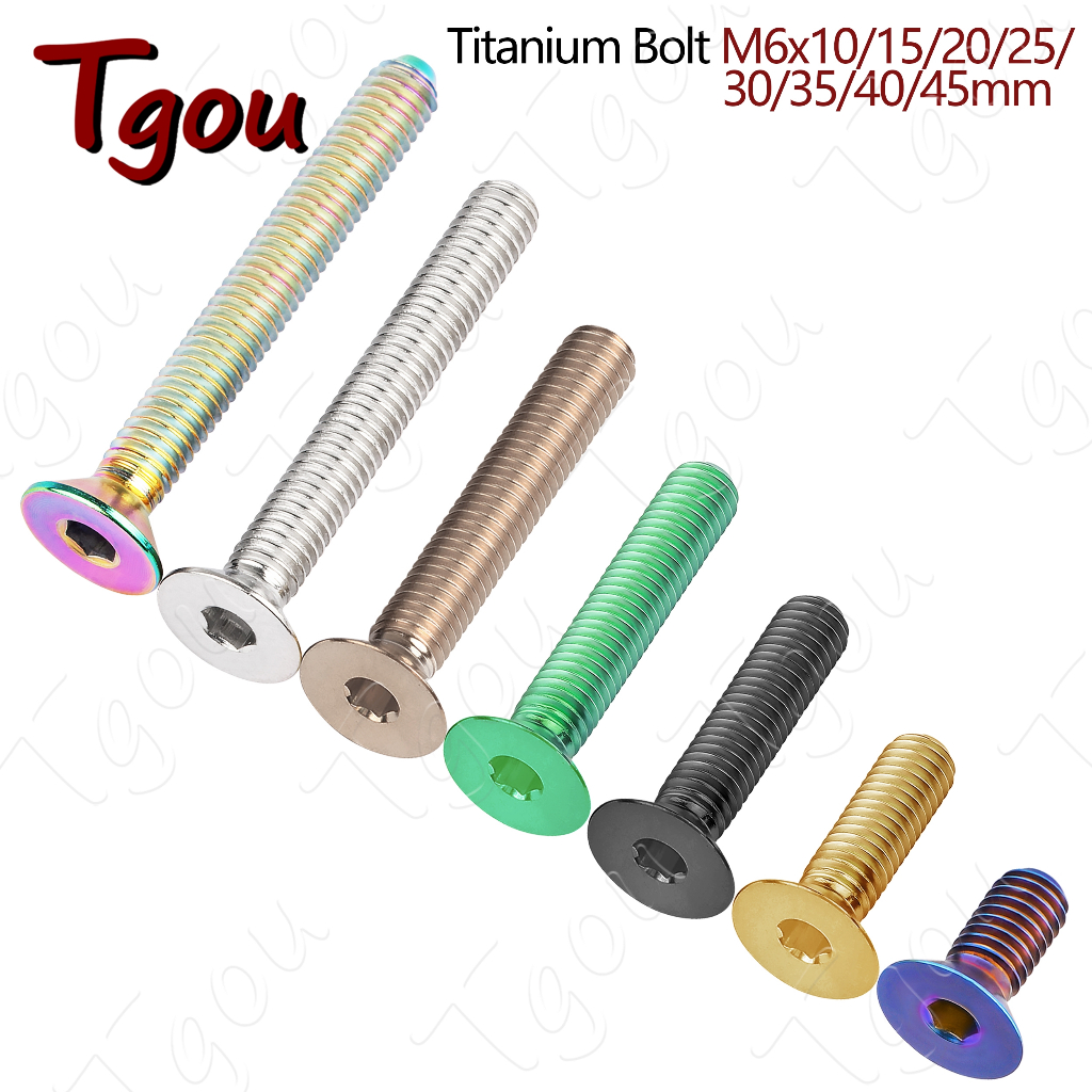 Tgou สกรูหัวจมไทเทเนียม M6x10 15 20 25 30 35 40 45 มม. อุปกรณ์เสริม สําหรับจักรยาน