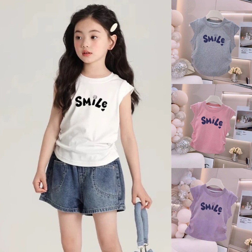 ใหม่ เสื้อยืดลําลอง ผ้าฝ้าย แขนสั้น ปักลายดอกไม้ 3D สีฟ้า เด็กผู้หญิง กล้ามเด็กผู้หญิง