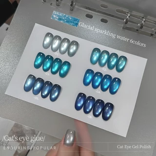 FRESCOBALDI 6 มล. ยาทาเล็บเจลสีฟ้าอ่อน Glacier Light Blue Cat Eye ขนาด เหมาะสำหรับร้านทำเล็บและทำเองที่บ้าน
