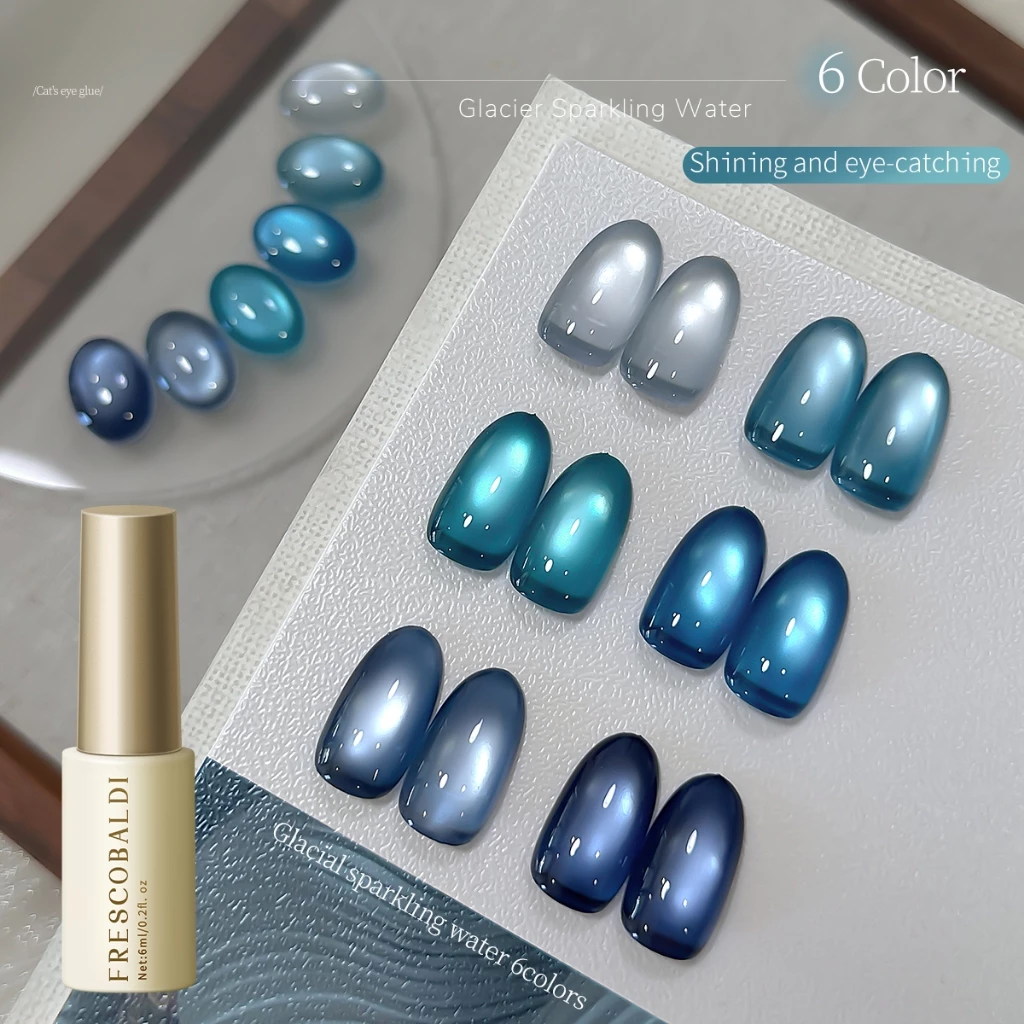 FRESCOBALDI ชุดยาทาเล็บเจลทรงแคทอาย 6 สี จากคอลเล็กชั่น Glacier ของ เหมาะสำหรับใช้ในร้านเสริมความงามและที่บ้าน