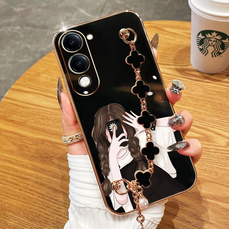 YBD เคสโทรศัพท์สําหรับ Vivo Y19S Y29 T4X Y04 4G Y29S 5G Y19E Y76 Y76S 4G Niche หรูหราสาวสวมใส่สร้อยข