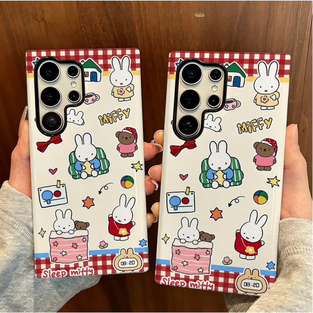 เคสป้องกันลายกระต่าย Miffy น่ารักเข้ากันได้กับเคสโทรศัพท์ Samsung SU26 S23 Plus S23FE S24 S25 Plus A55 A56 A36