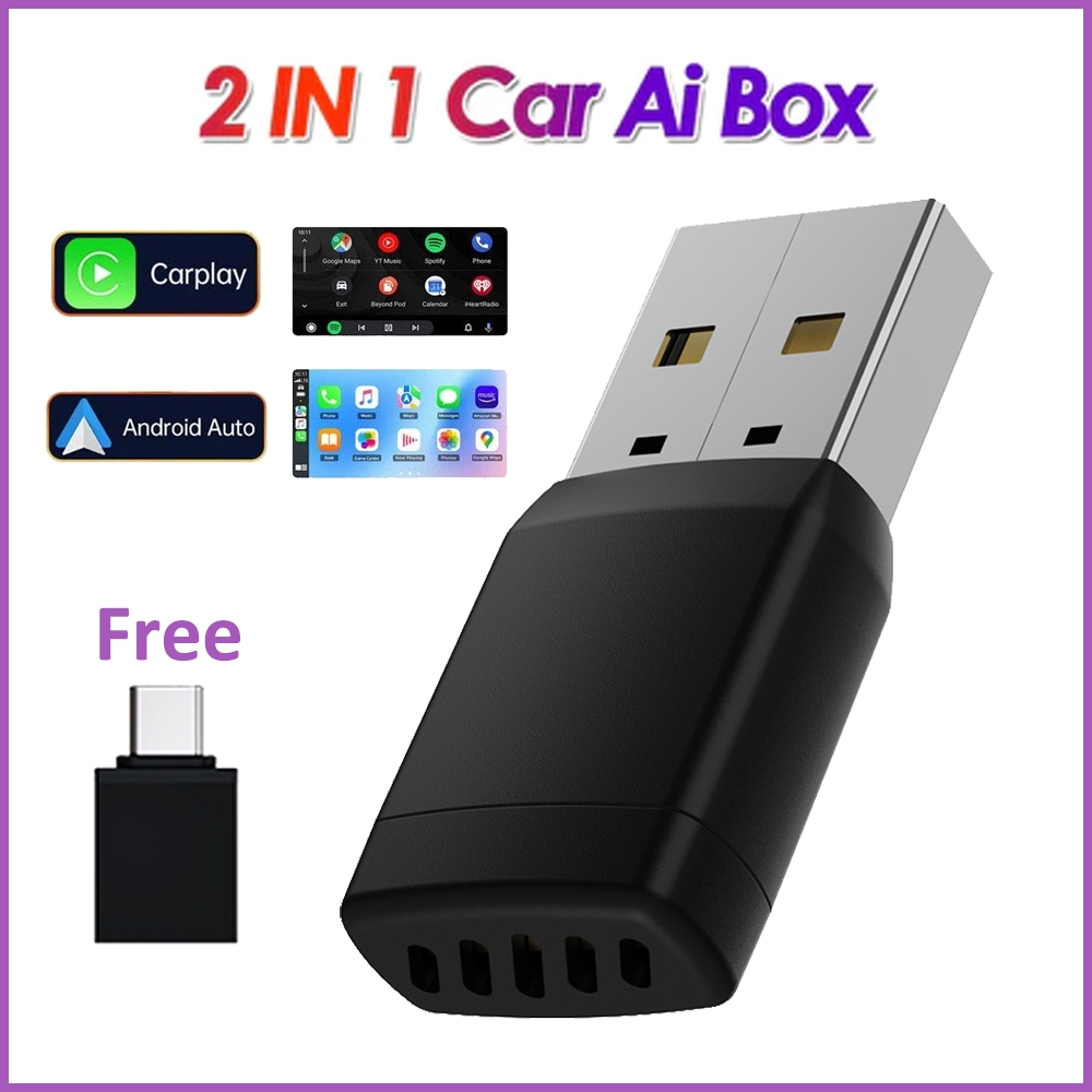 อะแดปเตอร์ Apple Carplay ในรถยนต์สําหรับกล่อง iPhone Android Auto AI สําหรับระบบนําทางโทรศัพท์ Andro