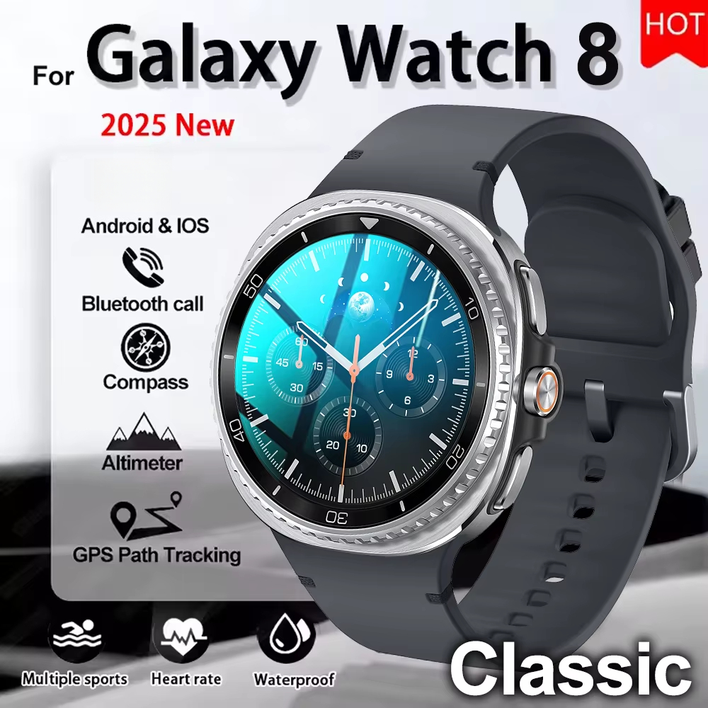 สําหรับ Galaxy นาฬิกา 8 คลาสสิก Boot up โลโก้ SmartWatch 46 มม.หมุนผู้ชายบลูทูธโทรนาฬิกากีฬาฟิตเนส S