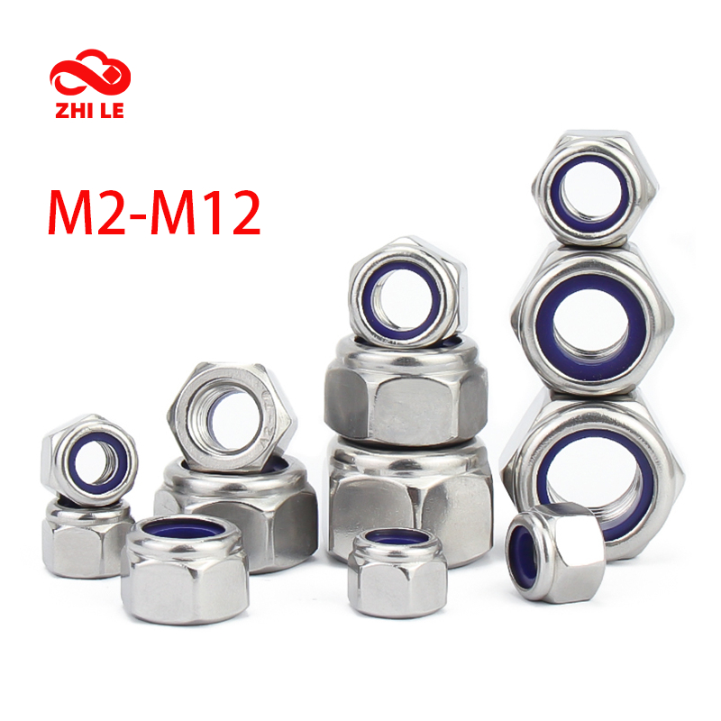 หกเหลี่ยมล็อคด้วยตนเองชุดน็อต M2 M2.5 M3 M4 M5 M6 M8 M10 M12 304 สแตนเลสพิเศษ Hex Bolt ไนลอนใส่ล็อคการสั่นสะเทือน Resstant Heavy Nuts สกรู DIN985 – โปรปัง