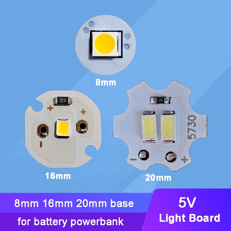ไฟลูกปัด LED 5V สีขาวอบอุ่น 10 ชิ้น + ฐาน 8 มม. 16 มม. 20 มม.
