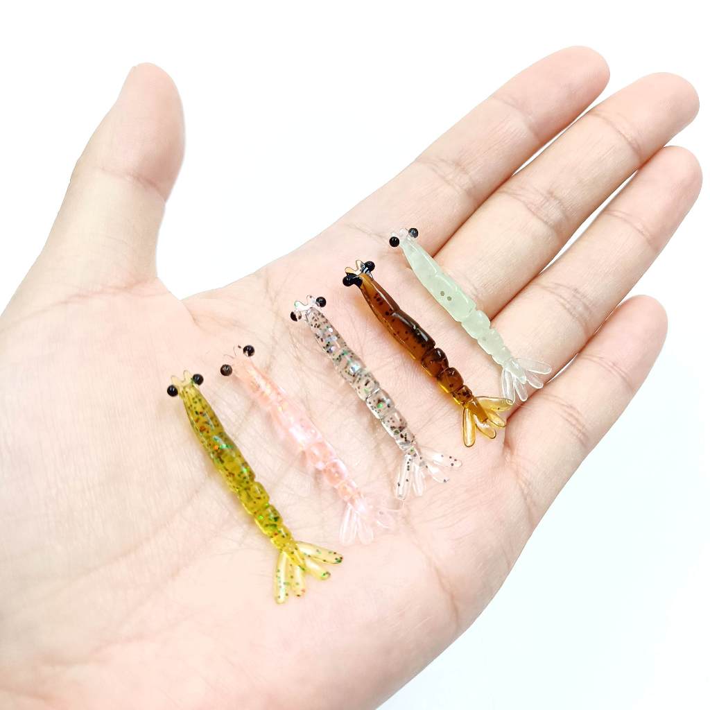 DUODUOYU เหยื่อตกปลากุ้งซิลิโคน อ่อนนุ่ม ขนาด 0.4 กรัม สำหรับการตกปลา